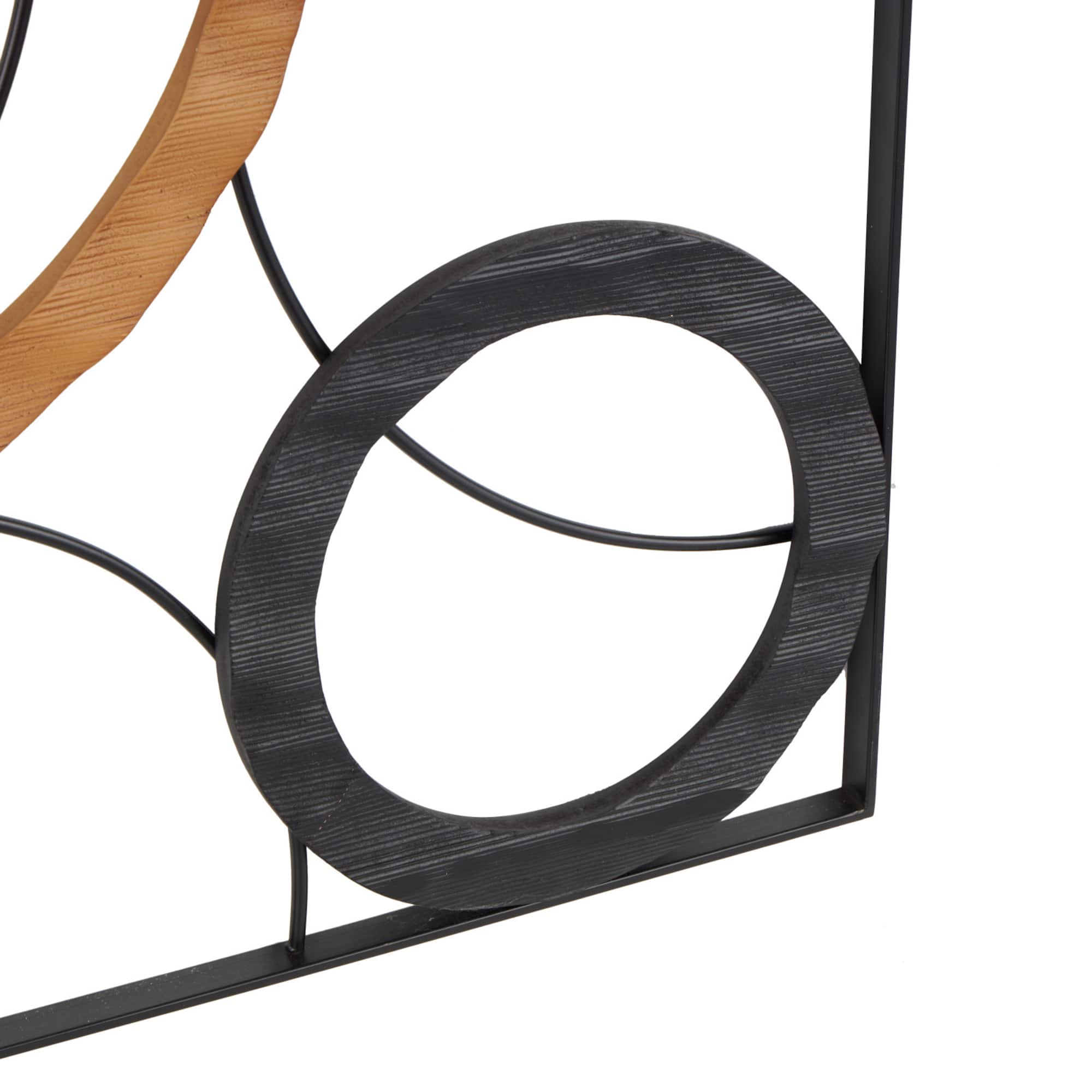 18" x 36" Black Metal Abstract with Brown & White Wooden Accent Home Wall Décor, 3ct.